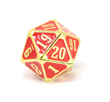Metal Mtg Roll Down Counter - Shiny Gold W/ Ruby Dice & Gaming Accessories Die Hard Dice