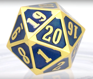 Metal Mtg Roll Down Counter - Brilliant Gold Sapphire Dice & Gaming Accessories Die Hard Dice