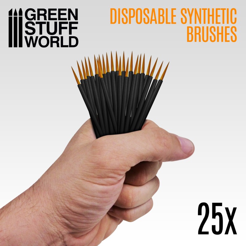 Green Stuff World: 25X Disposable Synthetic Brushes Hobby Brushes Green Stuff World