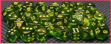 Chessex: Maple Green With Yellow Borealis 7-Die Set Dice & Gaming Accessories Chessex