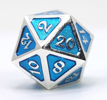 Die Hard Dice: Platinum Aquamarine Mythica D20 (Metal) Dice & Gaming Accessories Die Hard Dice