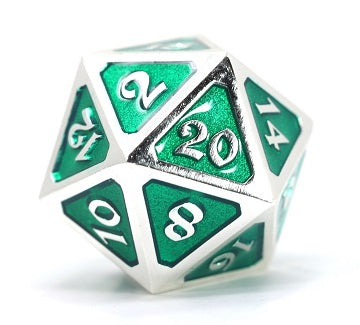 Die Hard Dice: Platinum Emerald Mythica D20 (Metal) Dice & Gaming Accessories Die Hard Dice