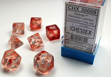 Chessex: Red And Silver Luminary Nebula 7-Die Set Dice & Gaming Accessories Chessex