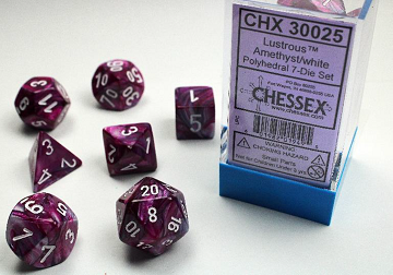 Chessex: Amethyst And White Lustrous 7-Die Set Dice & Gaming Accessories Chessex