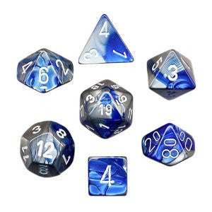 Polyhedral 7-Die Set: Gemini: Blue Steel/White CHX26423  Chessex Dice Taps Games Edmonton Alberta