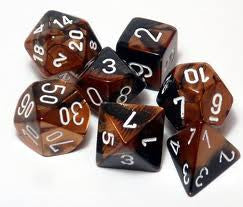 Chessex: Black Copper/White Gemini 7-Die Set Dice & Gaming Accessories Chessex