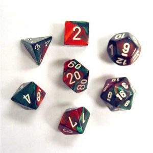Chessex: Green Red/White Gemini 7-Die Set Dice & Gaming Accessories Chessex