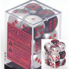 Chessex: Black White/Red Gemini 12Ct D6 Dice Set: 16mm Dice & Gaming Accessories Chessex
