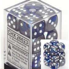 Chessex: 12Ct D6 Dice Set Gemini - Blue Steel/White (16mm) Dice & Gaming Accessories Chessex