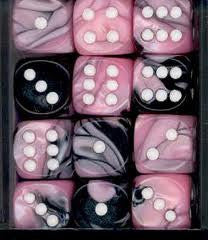 Chessex: Pink Black/White Gemini 36Ct D6 Dice Set 12mm Dice & Gaming Accessories Chessex