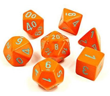 Polyhedral Heavy 7-Die Set: Orange/Turquoise CHX30038  Chessex Dice Taps Games Edmonton Alberta