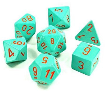 Chessex: Heavy Turquoise/Orange 7-Die Set Dice & Gaming Accessories Chessex