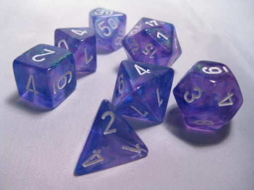 Chessex: 7-Die Set Borealis - Purple/White Dice & Gaming Accessories Chessex