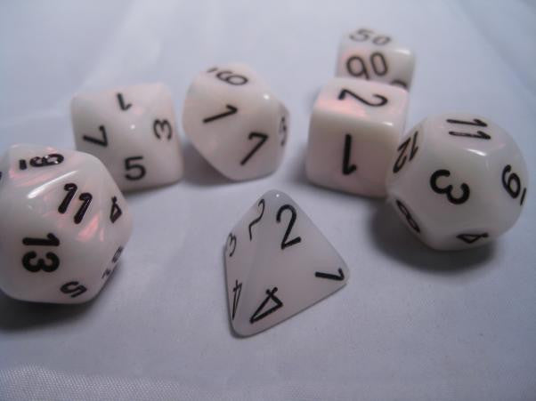 Chessex: White/Black Mother Of Pearl 7-Die Set Dice & Gaming Accessories Chessex
