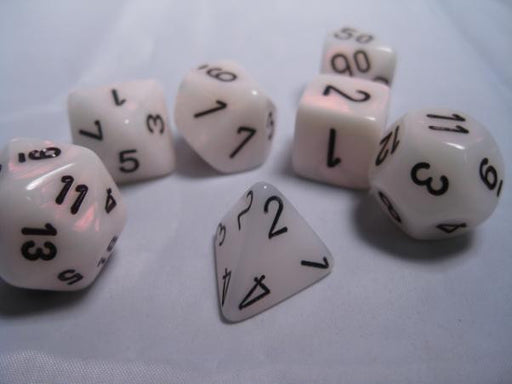 Chessex: White/Black Mother Of Pearl 7-Die Set Dice & Gaming Accessories Chessex