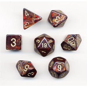 Chessex: Blue Blood/Gold Scarab 7-Die Set Dice & Gaming Accessories Chessex
