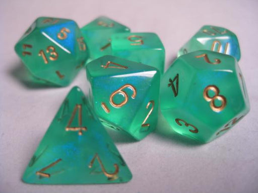 Chessex: 7-Die Set Borealis - Light Green/Gold Dice & Gaming Accessories Chessex