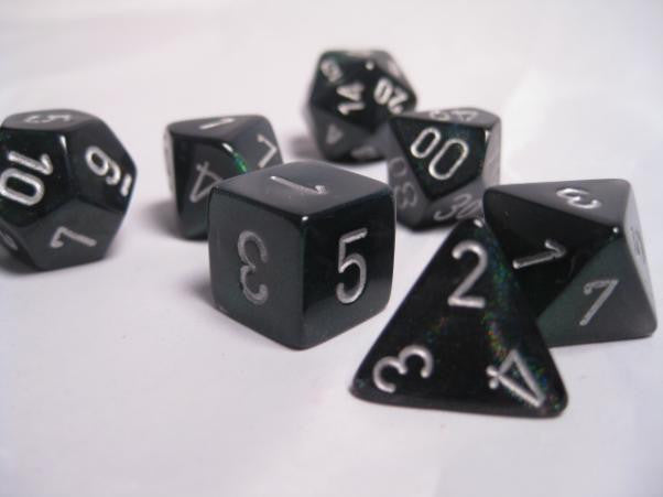 Chessex: 7-Die Set "Smoke/Silver" Borealis Dice & Gaming Accessories Chessex