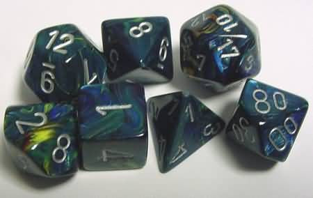 Chessex: 7-Die Set Festive Green/Silver Dice & Gaming Accessories Chessex