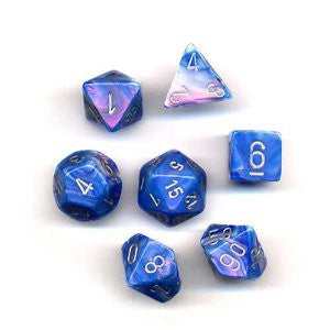 Chessex: Blue/Silver Mother Of Pearl 7-Die Set Dice & Gaming Accessories Chessex