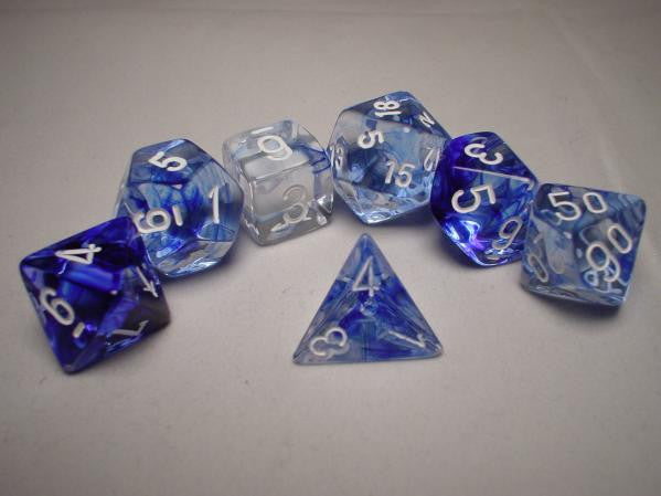 Polyhedral 7-Die Set: Nebula: Dark Blue/White CHX27466  Chessex Dice Taps Games Edmonton Alberta