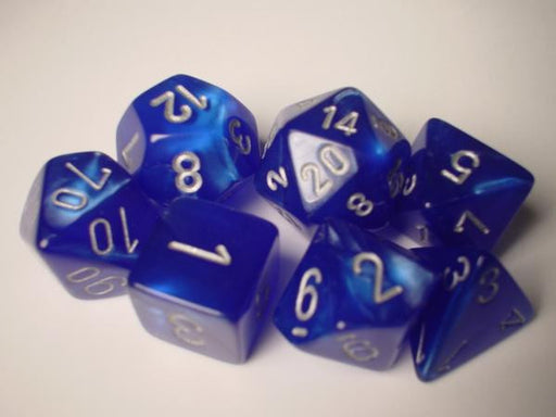 Chessex: Blue/Silver Velvet 7-Die Set Dice & Gaming Accessories Chessex