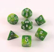 Chessex: Green/White Phantom 7-Die Set Dice & Gaming Accessories Chessex