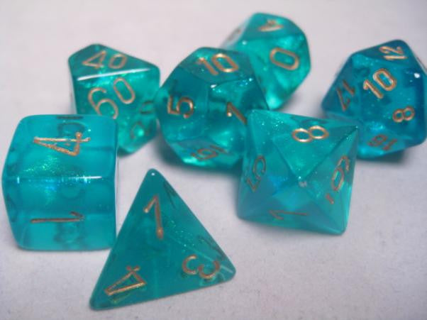 Chessex: 7-Die Set Teal/Gold" Borealis Dice & Gaming Accessories Chessex