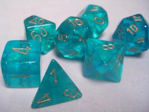 Chessex: 7-Die Set Teal/Gold" Borealis Dice & Gaming Accessories Chessex