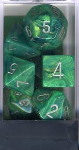 Chessex: Green Gold/Silver Lustrous 7-Die Set Dice & Gaming Accessories Chessex