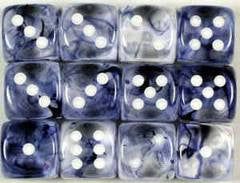 Chessex: Black/White Nebula 12Ct D6 Dice Set: 16mm Dice & Gaming Accessories Chessex