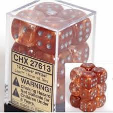 Chessex: Copper/Steel Leaf 12Ct D6 Dice Set: 16mm Dice & Gaming Accessories Chessex