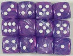 Chessex: Purple/White Wild 12Ct D6 Dice Set 16mm Dice & Gaming Accessories Chessex