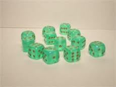 Chessex: Light Green/Gold Borealis 12Ct D6 Dice Set 16mm Dice & Gaming Accessories Chessex
