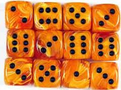 Chessex: Orange/Black Vortex 12Ct D6 Dice Set 16mm Dice & Gaming Accessories Chessex
