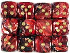 Chessex: Burgundy/Gold Vortex 12Ct D6 Dice Set 16mm Dice & Gaming Accessories Chessex