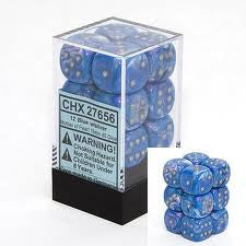 Chessex: Blue/Silver Mother Of Pearl 36Ct D6 Dice Set 12mm Dice & Gaming Accessories Chessex