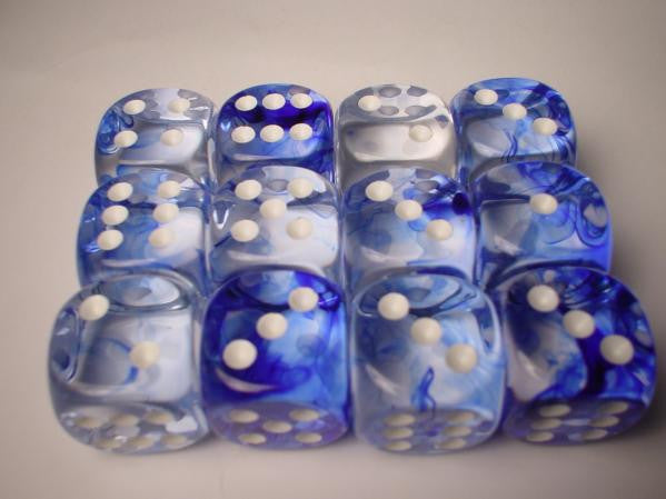 Chessex: Dark Blue/White Nebula 12Ct D6 Dice Set: 16mm Dice & Gaming Accessories Chessex