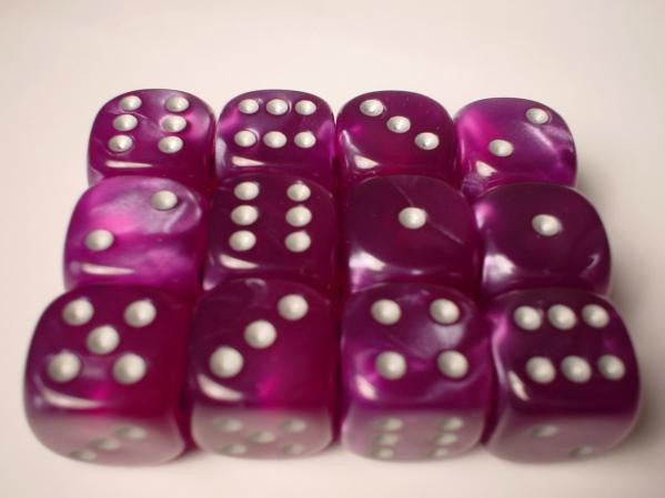 Chessex: Purple/Silver Velvet 36Ct D6 Dice Set 12mm Dice & Gaming Accessories Chessex