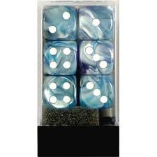 Chessex: Slate/White Lustrous 12Ct D6 Dice Set: 16mm Dice & Gaming Accessories Chessex