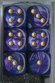 Chessex: 12Ct D6 Dice Set Lustrous - Purple/Gold (16mm) Dice & Gaming Accessories Chessex