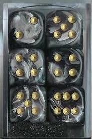 Chessex: Black/Gold Lustrous 12Ct D6 Dice Set: 16mm Dice & Gaming Accessories Chessex