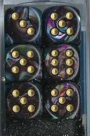 Chessex: Shadow/Gold Lustrous 12Ct D6 Dice Set: 16mm Dice & Gaming Accessories Chessex