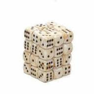 Chessex: Ivory/Black Marbleized 36Ct D6 Dice Set 12mm Dice & Gaming Accessories Chessex