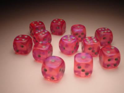 Chessex: Pink/Silver Borealis 36Ct D6 12mm Dice & Gaming Accessories Chessex