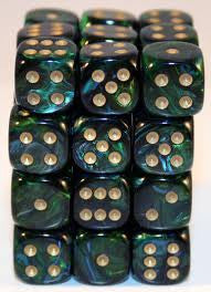 Chessex: Jade/Gold Scarab 36Ct D6 Dice Set 12mm Dice & Gaming Accessories Chessex