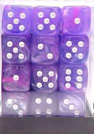 Chessex: Purple/White Wild 36Ct D6 Dice Set 12mm Dice & Gaming Accessories Chessex