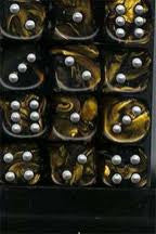 Chessex: Leaf: Black Gold/Silver 36Ct D6 Dice Set 12mm Dice & Gaming Accessories Chessex