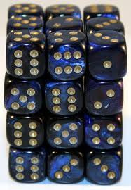 Chessex: Royal Blue/Gold Scarab 36Ct D6 Dice Set 12mm Dice & Gaming Accessories Chessex
