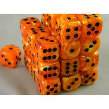 Chessex: Orange/Black Vortex 36Ct D6 Dice Set 12mm Dice & Gaming Accessories Chessex